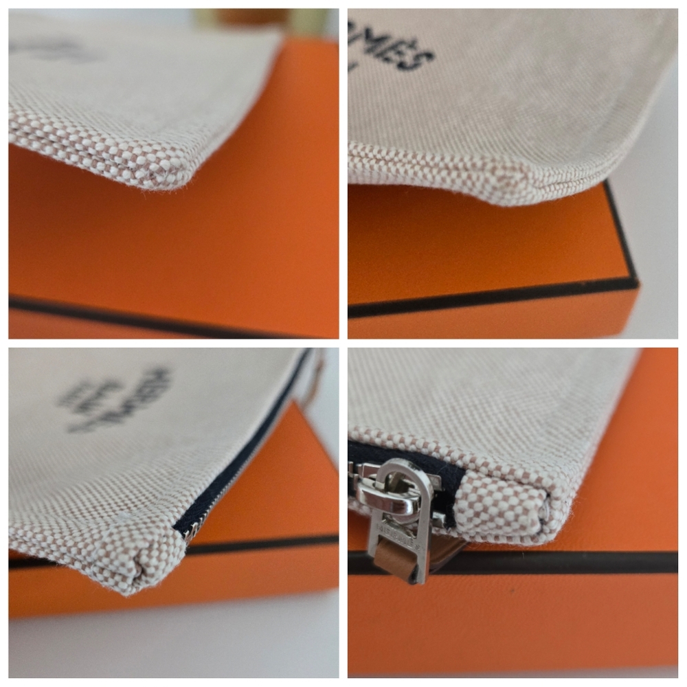 Hermes Beige Canvas 'Hermes Bain' Crossbody with Orange Strap - Picture 11 of 16